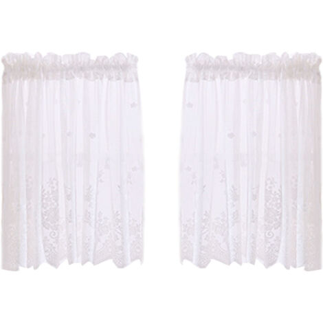 Cantonnières en dentelle blanche semi-transparentes à broderies florales pour cuisine, salle de bain, salon (1/5)