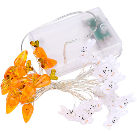 Guirlande lumineuse décorative en forme de carotte et de lapin pour Pâques, boîtier à piles en forme d'œuf 3D, lampe en fil de cuivre. (1/5)