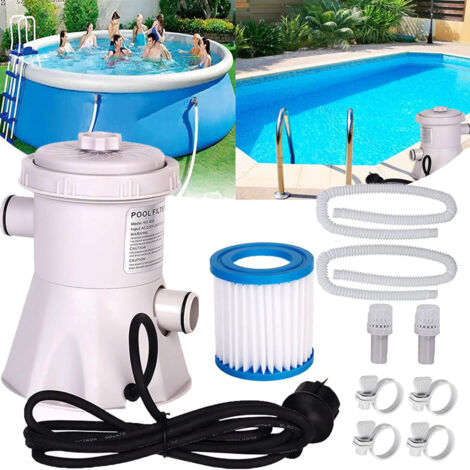 Pompe de filtration pour piscine hors sol, pompe à eau électrique, système de filtration à cartouche de 330 gallons, kit de système de filtration pour piscine gonflable résidentielle, outil de nettoya (1/5)