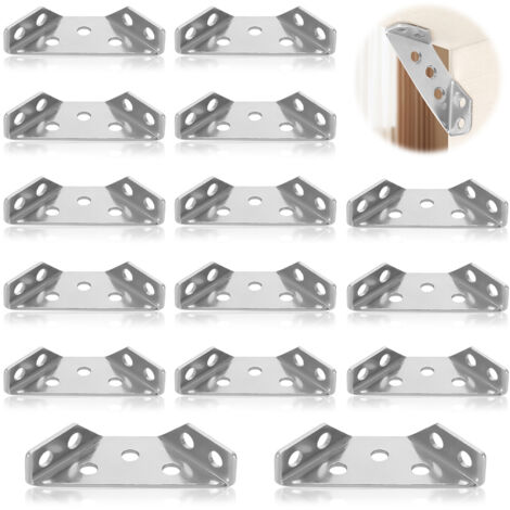 Support triangulaire en acier inoxydable, lot de 20 équerres de fixation triangulaires, équerres de réparation pour meubles en acier inoxydable pour armoire, table, chaise (69 x 30) (1/5)