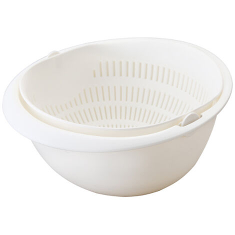 Passoire de cuisine, passoire à fruits, passoire à riz, panier d'égouttage pour légumes, passoire de cuisine, passoire alimentaire double couche en plastique (1/5)