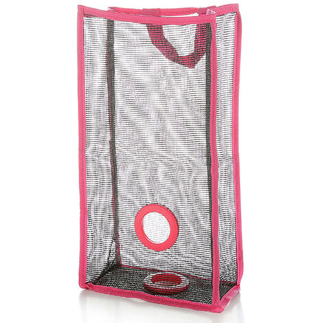 Porte-sacs d'épicerie suspendu, distributeur et organisateur de rangement pour sacs en plastique pour la cuisine (Rose rouge S) (1/5)