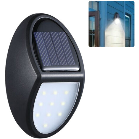 Lampe solaire murale à 10 LED, étanche IP65, pour jardin, cour ou terrasse. (1/5)