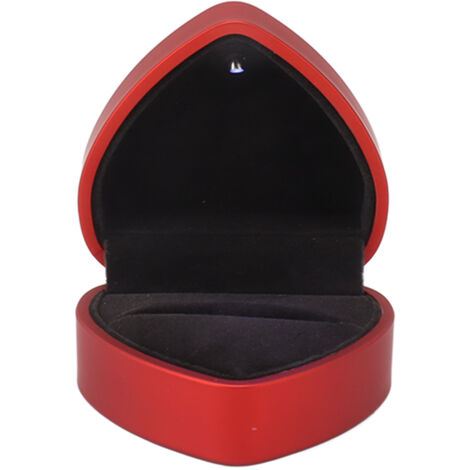 Coffret cadeau en forme de cœur avec éclairage LED, présentoir à bijoux en velours doux pour mariage, fiançailles, anniversaire. Idéal pour un mariage, des fiançailles ou un anniversaire de mariage. (1/5)