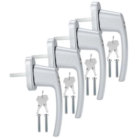 Poignée de fenêtre en aluminium, fermeture identique, verrouillable, clé olive grise, 4X (1/5)