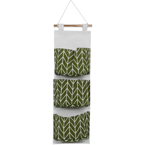Lot de 2 sacs de rangement muraux, organisateurs de placard, boîtes à jouets, pochettes décoratives pour chambre et salle de bain (vert) (1/5)