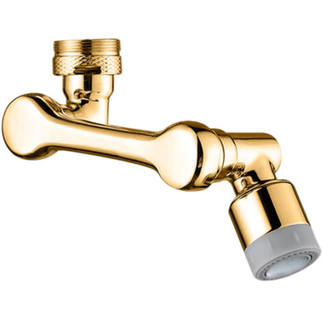 Rallonge de robinet pivotante à 1080° avec 2 modes de jet, adaptateur de filtre anti-éclaboussures et aérateur avec clé, couleur or, type 2 (1/5)