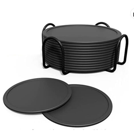 Dessous de verre, lot de 12 sous-verres en silicone, ronds en verre - Dessous de verre, lot de 12 sous-verres en silicone, ronds en verre (1/5)