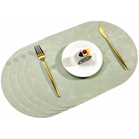 Sets de table et dessous de verre en cuir, sets de table ronds lavables double face antidérapants avec poche, en cuir et dentelle. (1/5)