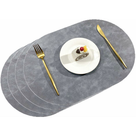 Sets de table et dessous de verre en cuir, sets de table ronds lavables double face antidérapants avec poche, en cuir et dentelle. (1/5)