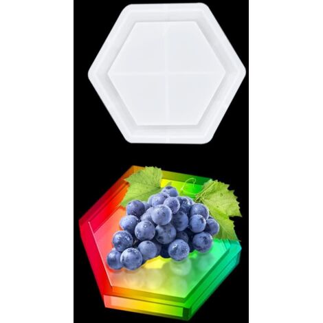 Moule hexagonal en silicone pour résine époxy, moule pour plateau, moule pour dessous de verre, moule pour plateau à fruits, moule pour moulage DIY, porte-bougie, porte-savon, boîte de rangement (1/5)