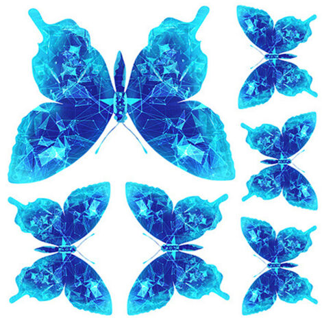 Sticker mural lumineux, papillon bleu, sticker mural salon/chambre - Sticker mural lumineux, papillon bleu, sticker mural salon/chambre (1/5)