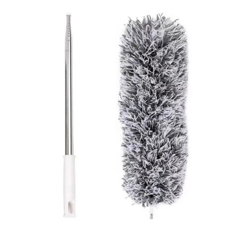 Tige extensible en microfibre pour dépoussiérer, conception longue, résistante aux rayures, lavable, convient pour les ventilateurs de plafond, les stores, les toiles d'araignée, etc. (gris) 1 pièce (1/5)