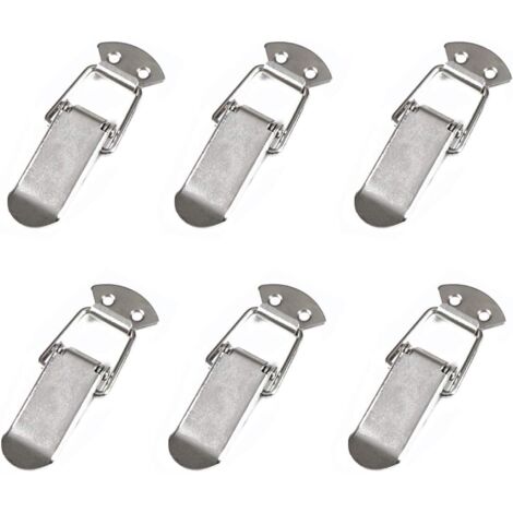 Verrou à ressort en acier inoxydable 304, ensemble de 6 verrous de sécurité pour boîtes à outils en métal/bois (sans trou de serrure) (1/5)