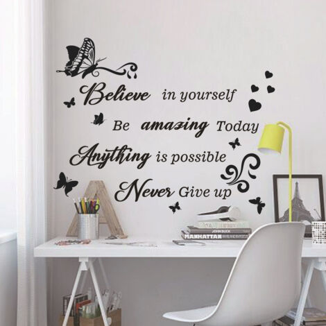 Stickers muraux avec citations, phrases inspirantes, stickers muraux noirs pour la décoration des murs de la chambre et du salon. (1/5)