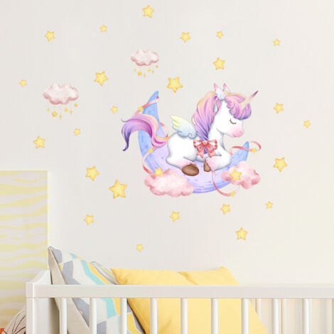 Stickers muraux, tatouages éphémères, stickers muraux nuages et papillons pour chambres de filles, chambres d'enfants et chambres de bébés. (1/5)
