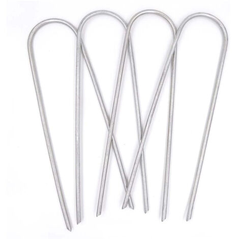 Piquets de jardin galvanisés de 15 cm / piquets d'aménagement paysager / piquets de sol / piquets à gazon robustes / piquets de clôture antirouille (paquet de 4) (1/5)