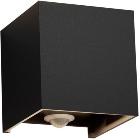Applique murale extérieure avec détecteur de mouvement, applique LED 12W, indice de protection IP65, convient aux jardins/couloirs/chemins, lumière blanche froide 6000K, noire. (1/5)