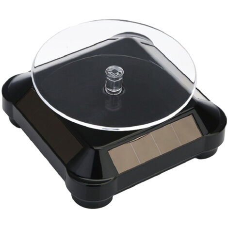 Présentoir rotatif à énergie solaire, fonctionnant également sur piles et à double usage, idéal pour les objets de collection tels que les bijoux et les montres - Noir (1/5)