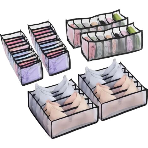 Organisateur de tiroir à sous-vêtements 6 pièces, boîte de rangement pliable, tiroir grande capacité (1/5)