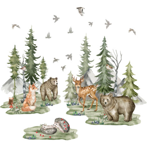 Sticker mural Bambi, sticker mural animal de la forêt, pour chambre de bébé, salon, chambre d'enfant, chambre à coucher, Bambi. (1/5)