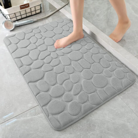Tapis de bain à motif galets, ultra-absorbant, lavable en machine. - Tapis de bain à motif galets, ultra-absorbant, lavable en machine. (1/5)