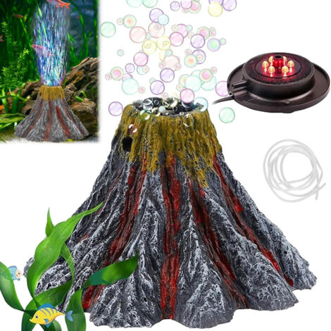 Ensemble de décoration volcan pour aquarium, éclairage à jet d'air multicolore pour aquarium (1/5)