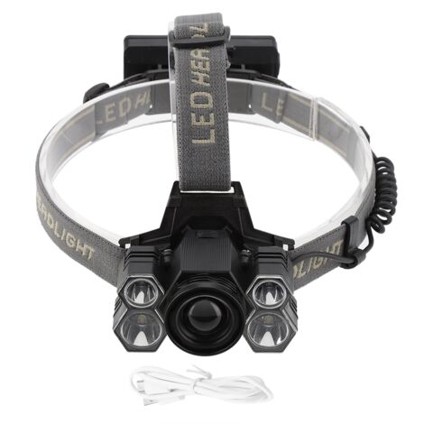 Lampe frontale rechargeable USB à 5 LED haute luminosité, idéale pour le camping et la pêche en extérieur. (1/5)
