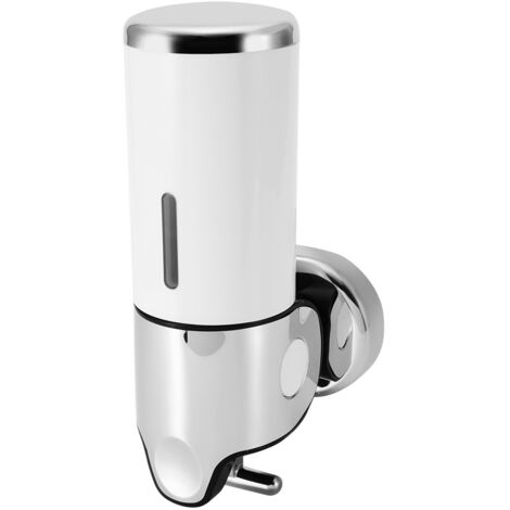 Distributeur de savon liquide mural de 500 ml, adapté à une utilisation à domicile, salle de bain, douche, cuisine et hôtel (type pompe) (blanc) (1/5)