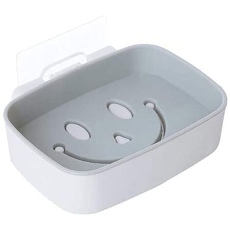 Porte-savon mural en plastique, porte-savon de salle de bain double couche amovible (bleu) (1/5)
