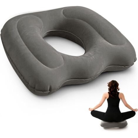 Coussin de siège gonflable ergonomique - 1 pièce - Tissu résistant - Support de dossier réglable - Convient pour le bureau, la voiture et les voyages - Gris (1/5)