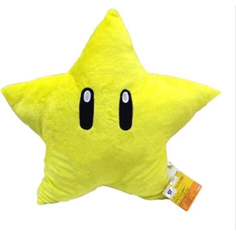 Coussin en peluche à motif étoile - 1 pièce - Jaune - Doux - Décoration chambre enfant - 30 cm (Grande étoile jaune brodée au dos) (1/5)