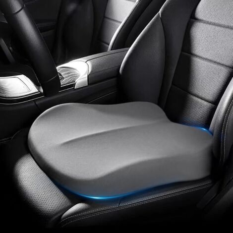 Coussin de siège auto - 1 pièce - Mousse à mémoire de forme - Soutien ergonomique du coccyx - Convient aux conducteurs/employés de bureau - Gris (Gris élégant [Augmente la hauteur de 6 à 9 cm]) (1/5)