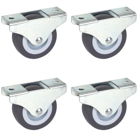 Roulettes fixes - Lot de 4 - Construction en TPE et acier - Capacité de charge de 165 kg - Convient aux meubles légers - Diamètre de 50 mm (Lot de 4 roulettes fixes droites de 1,5 pouce) (1/5)