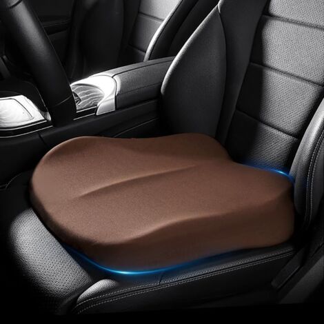 Coussin de siège auto - 1 pièce - Mousse à mémoire de forme - Soutien ergonomique du coccyx - Pour conducteur/bureau - Noir (Charmant marron [Augmente la hauteur de 6 à 9 cm]) (1/5)