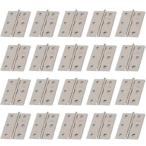 20 charnières en acier inoxydable, petites charnières pliantes, argentées, convenant aux portes d'armoires, aux portes de placards et à la quincaillerie domestique. (1/5)