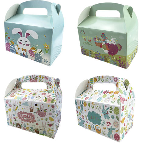 12 boîtes cadeaux « Joyeuses Pâques », boîtes à bonbons en forme de lapin avec poignées, décorations cadeaux pour les fêtes de classe des enfants (1/5)