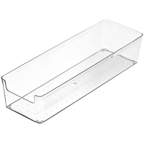 Plateau de rangement de type tiroir, en matériau PET transparent durable, boîte de rangement compartimentée de type tiroir, adaptée aux cuisines, grande boîte rectangulaire. (1/5)