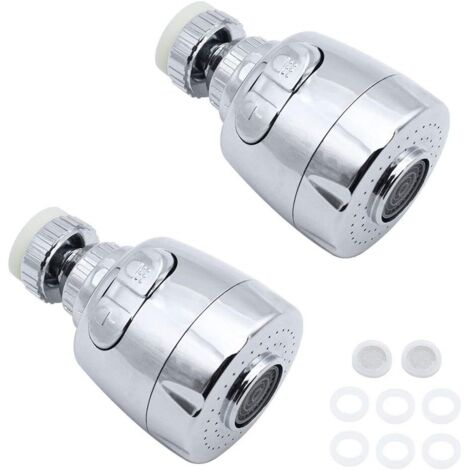 Aérateur de robinet rotatif à 360°, ensemble de 2 pièces, buse amovible, 2 modes d'économie d'eau, buse de robinet avec filtre intégré, compatible avec les raccords filetés de 22 mm/24 mm. (1/5)