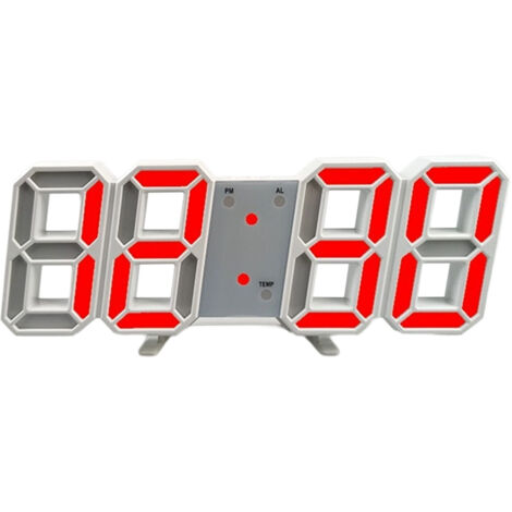 Réveil électronique 3D, horloge numérique LED murale, horloge électronique LED lumineuse moderne, affichage de la date et de la température. (1/5)