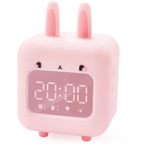 Réveil lapin, réveil enfant, réveil numérique pour chambre, avec veilleuse et minuterie, cadeau d'anniversaire pour garçons et filles. (1/5)