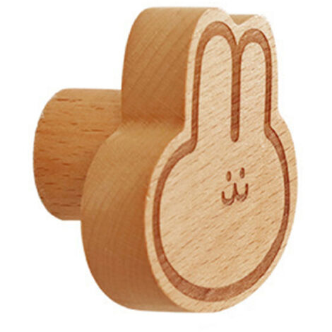Crochets en bois en forme de tête de lapin, sans perçage, crochets multifonctionnels exquis et mignons, adaptés aux entrées de chambres. (1/5)