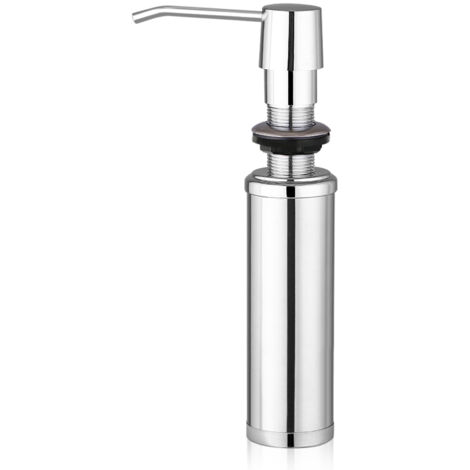 Flacon distributeur de savon liquide en acier inoxydable de 250 ml, adapté à la cuisine, la salle de bain, la douche, les lotions, les shampoings, etc., avec un distributeur à pompe. (1/5)