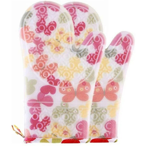 Gants de cuisine, gants en coton siliconé double couche résistant à la chaleur, gants de cuisine (1/5)