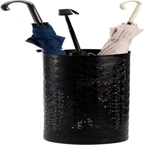 Porte-parapluie rond en métal, porte-parapluie indépendant, porte-canne, convient pour l'entrée, la maison et le bureau, noir. (1/5)