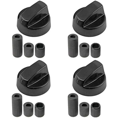 Bouton De Commande Universel - Lot De 4 - Noir - 5 Adaptateurs - Pour Four Et Plaque De Cuisson - Diamètre 4 Cm (1/5)