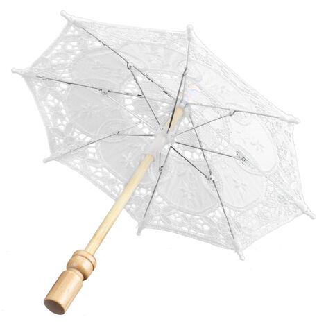 Parapluie artisanal raffiné, petit format, pour spectacle, parapluie en dentelle, décoration de mariage, blanc, petit format (1/5)