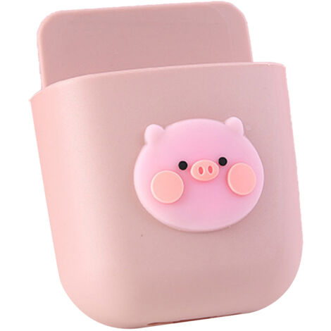 Boîte de rangement murale mignonne à motif de cochon rose, adorable support de téléphone, décoration intérieure (1/5)