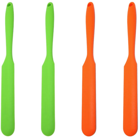 Ensemble de 4 pièces comprenant un racloir à beurre pour gâteaux, un racloir à pâte en silicone, un racloir pour mélanger la pâte et des ustensiles de cuisson antiadhésifs. (1/5)