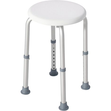 Tabouret De Douche - 1 Pièce - Aluminium Et HDPE - Hauteur Réglable - Pour Personnes Âgées - Blanc (1/5)